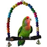 Mioloe Madera Swing Loro Jaula Juguetes pájaro Juguete Pinzón Periquito Cockatiel Agapornis Rainbow Bridge